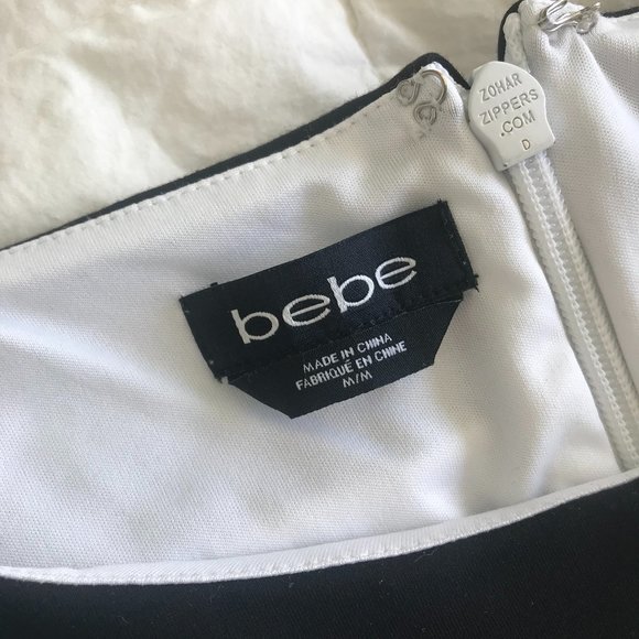 Bebe asymmetrical black & white striped dress - Picture 4 of 5